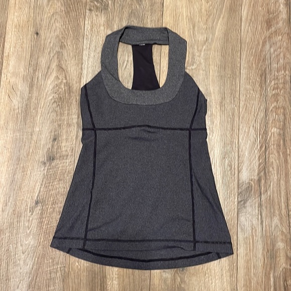 Lululemon Scoop Neck Tank - Heathered Coal Wee Stripe / Deep Coal - Picture 8 of 9